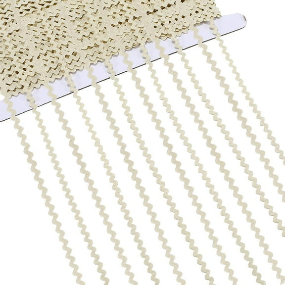 44 Yards Rick Rack Trim for Sewing RIC Rac 1/8 inch Rickrack Lace Wave Ribbon Beige Zig Zag Wave Bending Fringe Lace Trim S Shaped Woven Fabric for DIY Crafts Wedding Dress