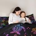 thumbnail image 4 of Manfei Rainbow Sea Turtle Queen Comforter Set for Kids Boys and Girls, Marine Animal Print Bedding Comforter Set, Black Reversible 3pcs, 1 Comforter and 2 Pillowcases, 4 of 6