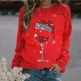 thumbnail image 2 of Pisexur Chandail en Molleton de Noël pour Femmes Sans Capuche Imprimé Graphique Vacances Col Rond Chandail en Molleton Ample Surdimensionné Automne Mode Décontracté Chandail-Over Manches Longues pour Femmes, 2 of 4