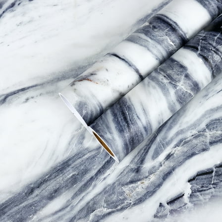 CHIHUT Dark Blue Marble Contact Paper for Countertops Waterproof Self Adhesive Contact Paper Peel and Stick Marble Wallpaper for Kitchen Matte Removable Wall Paper for Cabinets Bathroom 12''x100''