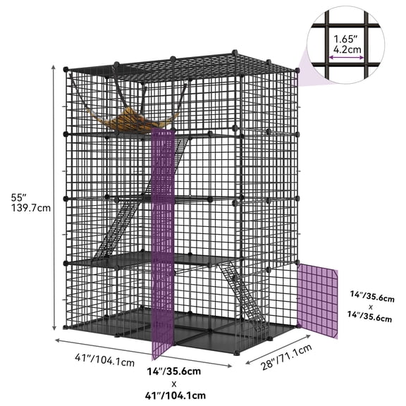 XgoodX 4-Tier Large Cat Cage Enclosure - Metal Wire Kennel Playpen with Hammock, Spacious Catio for Indoor & Outdoor Use, Durable Multi-Level Cat Habitat for Active Cats