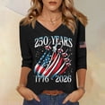 thumbnail image 2 of Fabrcox 1776-2026 USA 250th Anniversary Shirt Flag Print 3/4 Sleeve 4th of July Shirt Women We the People Celebration Freedom Patriotic Shirts for Women, 2 of 4