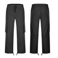 thumbnail image 2 of Men Baggy Cargo Sweatpants Drawstring Waist Multi-Pockets Casual Loose Fit Straight Leg Jogger Pant Trousers Streetwear, 2 of 16