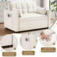 thumbnail image 4 of 53 inch 3-in-1 Convertible Sofa Bed  Pull Out Sofa, Multi - Functional Loveseat Sleeper with Adjustable Back, Side Pockets & Smooth Wheels, Velvet Upholstered for Living Room, Beige, 4 of 7
