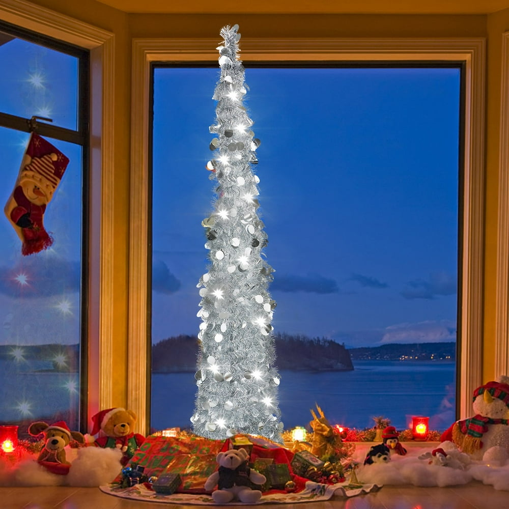 Peroptimist Pop up Christmas Tinsel Tree with Stand, EasyAssembly