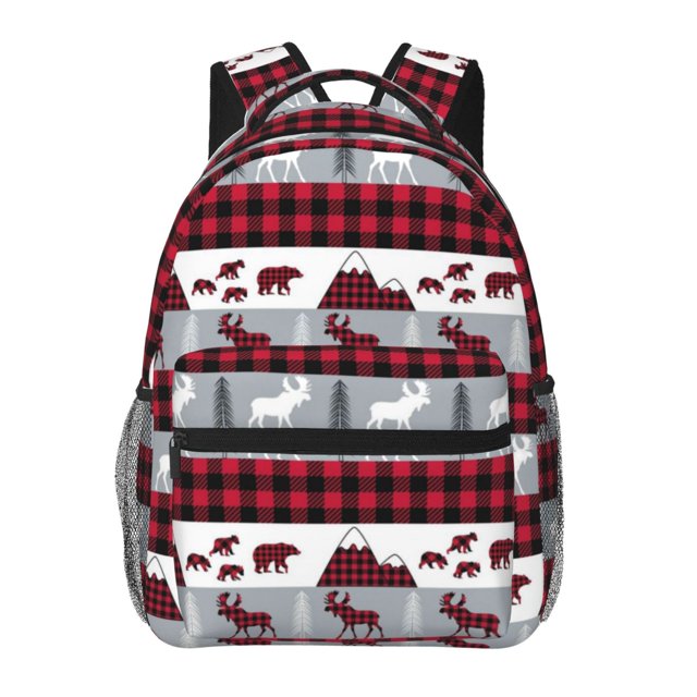 Balery Buffalo Plaid Forest Mochila Escolar Impresa, Mochila Ligera para Viajes Casual, Mochila Duradera y Cómoda Multifuncional, Mochila para Laptop-One Size