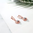 thumbnail image 4 of Gem Stone King 3.59 Ct Round Swiss Blue Topaz 18K Rose Gold Plated Silver Earrings, 4 of 4