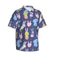 thumbnail image 2 of Fotbe Cartoon Rabbit Hawaiian Shirt for Men Unisex Summer Beach Casual Short Sleeve Cotton Linen Button Down Shirts-Large, 2 of 9