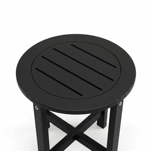 Outdoor Side Table, Small All-Weather Patio End Table, Black