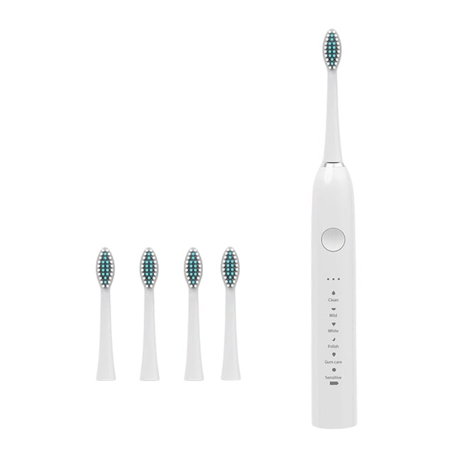Kitchen Gadgets Toothbrush with 4 Brush Heads 6 Cleaning Modes Ipx7 Water Proofing Two-Minute Timer Setting Toothbrush-Newly