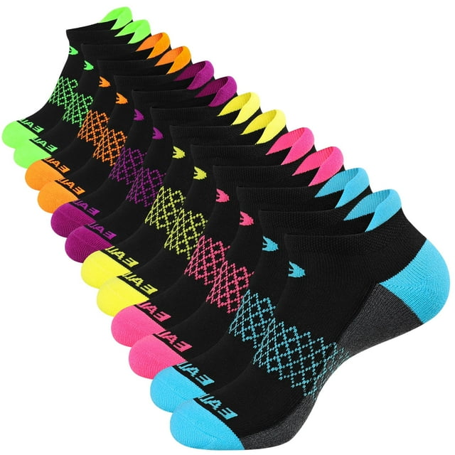 Calcetines eallco para mujer, para correr, atléticos, 6 pares, con cojín