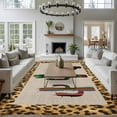 thumbnail image 5 of Rectangle Rug 5x8ft Area Rug, Colorful Art Cactus on Linen Texture Area Rugs for Living Room Bedroom, Animals Leopard Border Floor Mat Non-Slip Non-Shedding Carpet Indoor Accent Rugs, 5 of 9