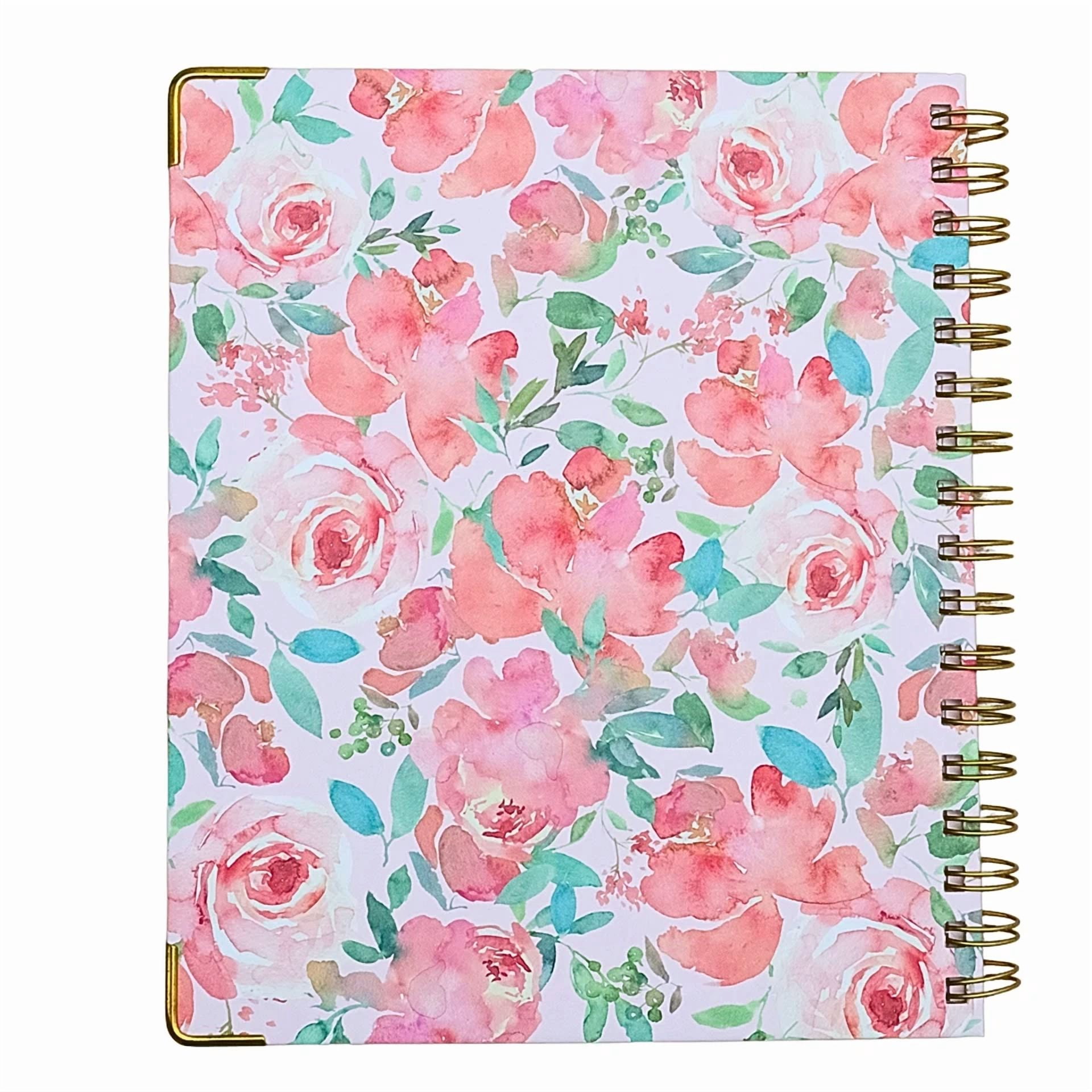 12 Months Non-Dated Weekly Monthly Planner 7.25 X 8.75 In Hard Cover Spiral Pink