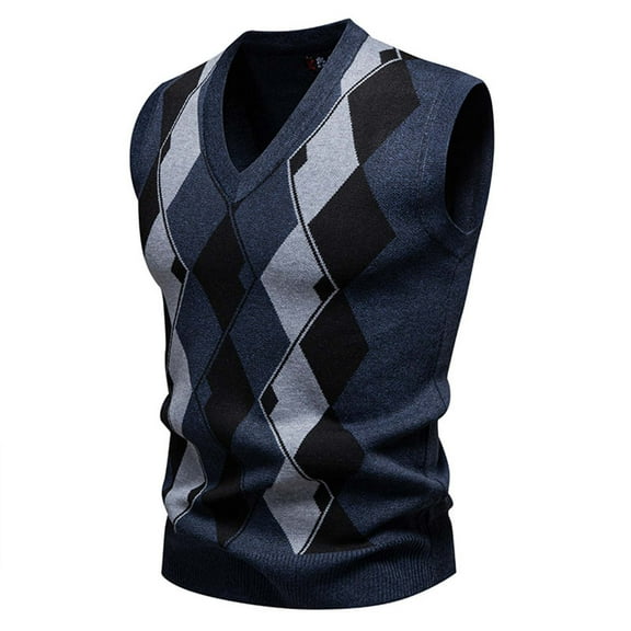 LIaqionyy Mens Sweater Vests Classic V Neck Knit Casual Sleeveless Pullover Fall Winter Warm Business Clothes
