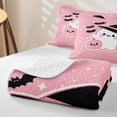 thumbnail image 4 of Feelyou Cartoon Ghost Pumpkin Twin Quilt Set, Kawaii Halloween Bat Twin Coverlet Set, 2 Pieces, 1 Comforter and 1 Pillowcase, 4 of 7
