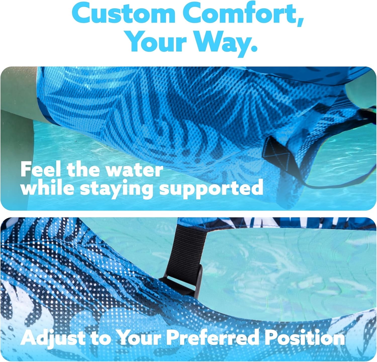 Joyfy Pool Chairs,Pool Floats for Adult,Blow up Water Chairs Noodles rafts for Party Summer Water Beach Fun, Blue Leaves