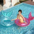 thumbnail image 3 of Boya de sirena, 1 pieza de anillo de natación inflable rosa de PVC, boya de sirena con cola, adecuada para bebés, niños y adultos, vacaciones de verano, playa, juguetes para deportes acuáticos, 3 of 5