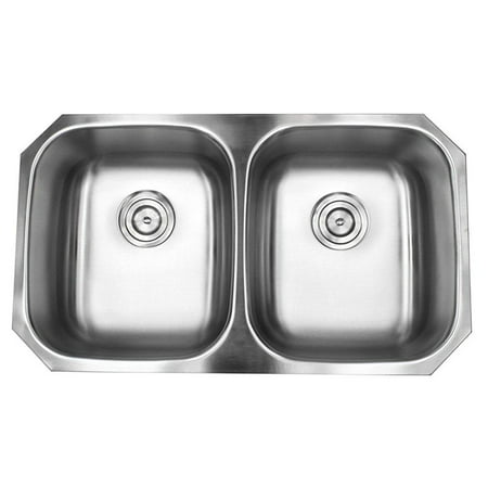 contempo living 18-904 32 inch undermount 5050 double bowl 18 gauge stainless steel kitchen (Best Gauge For Stainless Steel Sink)