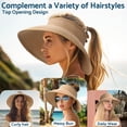 thumbnail image 4 of Sun Hats for Women Wide Brim Straw Visor Hat Ponytail Open Top Packable Sun Hat Women Foldable Roll-Up Beach Hats for Women Summer Travel, 4 of 8