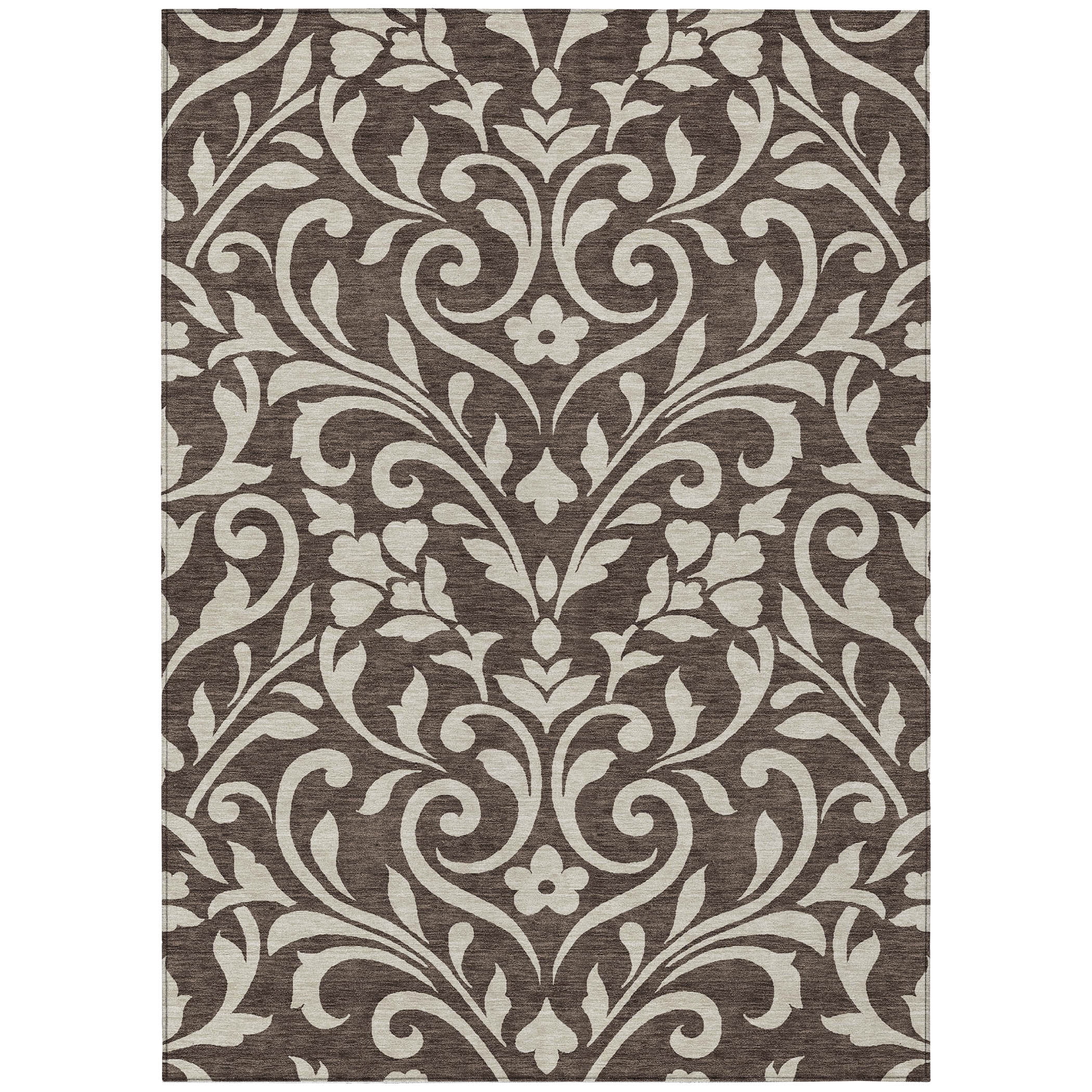 Addison Rugs Chantille Indoor/Outdoor Transitional Floral Chocolate Washable Rectangle Rug, 10' x 14'