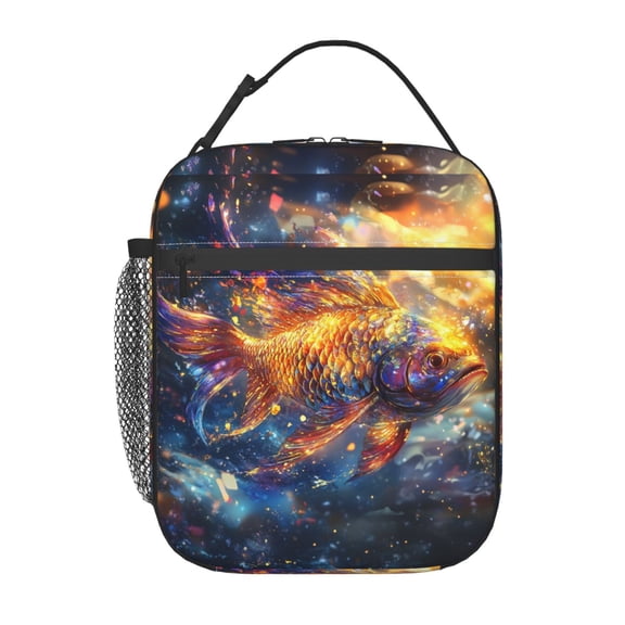 FishPattern Lunch Bag for Office Women – Stylish Thermal Insulated Tote with Shoulder Strap, Lightweight for Work or Travel