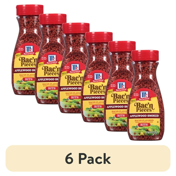 (6 pack) McCormick Kosher Imitation Applewood Smoked Bacon Bits, 4.4 oz Bottle