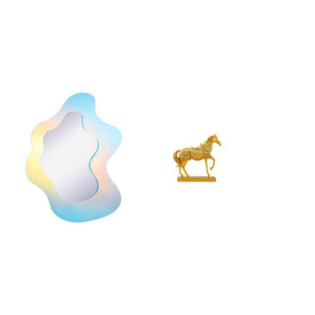 Espejo acrílico ondulado moderno y figura de caballo. Escultura decorativa para pared de baño y decoración de oficina en casa. Estatuas de animales de