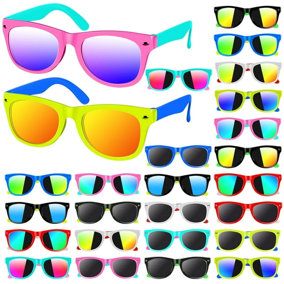 Gafas de sol AGGKKY para niños, neón, paquete de 24 unidades con protección UV400