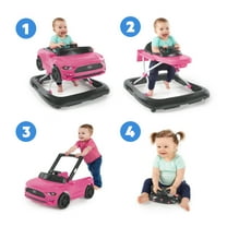 Bright Starts 4-in-1 Adjustable Baby Walker with Removable Steering Wheel, Ford Mustang