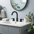thumbnail image 2 of Bathroom Faucet 3 Hole, Matte Black Bathroom Sink Faucet with Pop Up Drain, 8 Inch Widespread Bathroom Faucet with 360° Swivel Spout, 2 Handle Vanity Faucet with Water Supply Hoses (2 Pack), 2 of 14