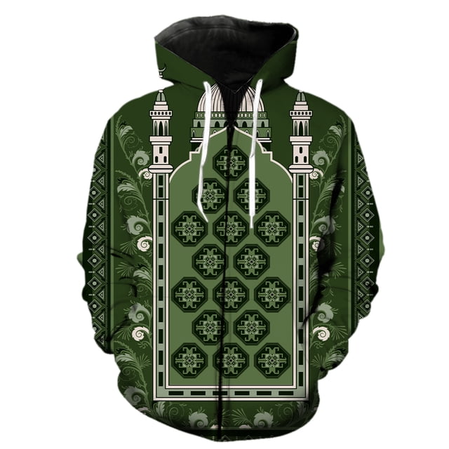 Ethnic Style Pattern Men's Zipper Hoodie 3D Print Sweatshirts Tops Harajuku Fashion Oversized Long Sleeve Cool Spring Teens