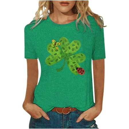 

tops for women casual summer Women s Tops St Patricks Day Tunic Short Sleeve T Shirts 2023 Summer Henley Cute Tshirt Dressy Casual Blouses blusas casuales de mujer