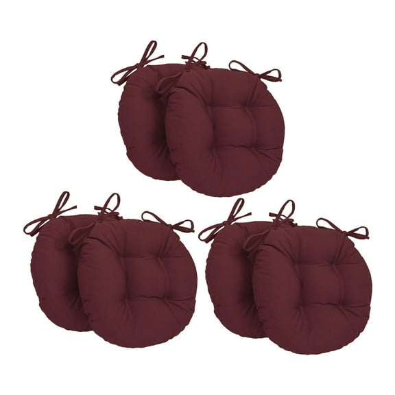 16-inch Solid Twill Round Tufted Chair Cushions (Set of 6) 916X16RD-T-6CH-TW-BG
