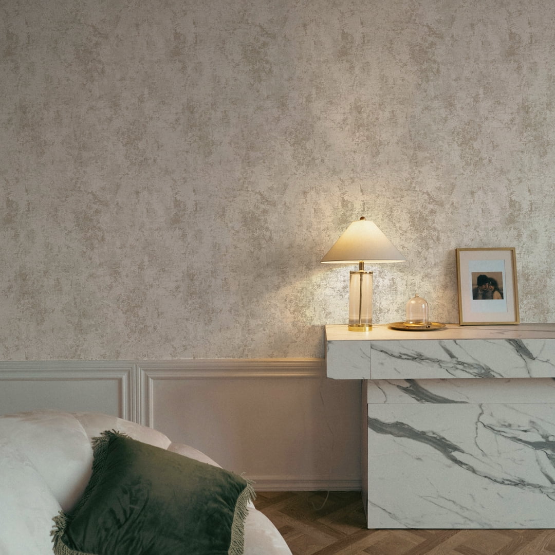 Tempaper Distressed Gold Leaf Metallic Pearl Peel and Stick Wallpaper, 20.5" x 16.5'