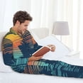 thumbnail image 6 of Balery Palm Trees Pattern Pajama Sets for Men Long Sleeve 2 Piece Sleepwear Loungewear Sets Soft PJ's with Pockets Long Sleeve Comfy Pj Sets-X-Large, 6 of 7