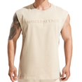 thumbnail image 3 of Baqcunre Tank Tops Men New Men'S Fitness Heavyweight Cotton Wide Shoulder Tank Top Running Casual Sports Tank Top Mens Sweatshirt Tops For Men Beige XXL, 3 of 9