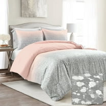 Lush Decor Glitter Ombre Metallic Print Comforter Blush/Gray 5Pc Set Full/Queen
