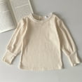 thumbnail image 2 of FAIWAD Toddler Girls Knitted Tops Casual Puff Long Sleeve Solid Color Lace Neck Ribbed Pullover Tops 12M-8Y, 2 of 3