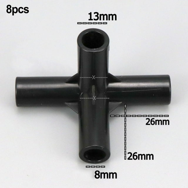 8PCS Versatile 4-Way Black PVC Pipe Fittings: Perfect for DIY Plant Support and