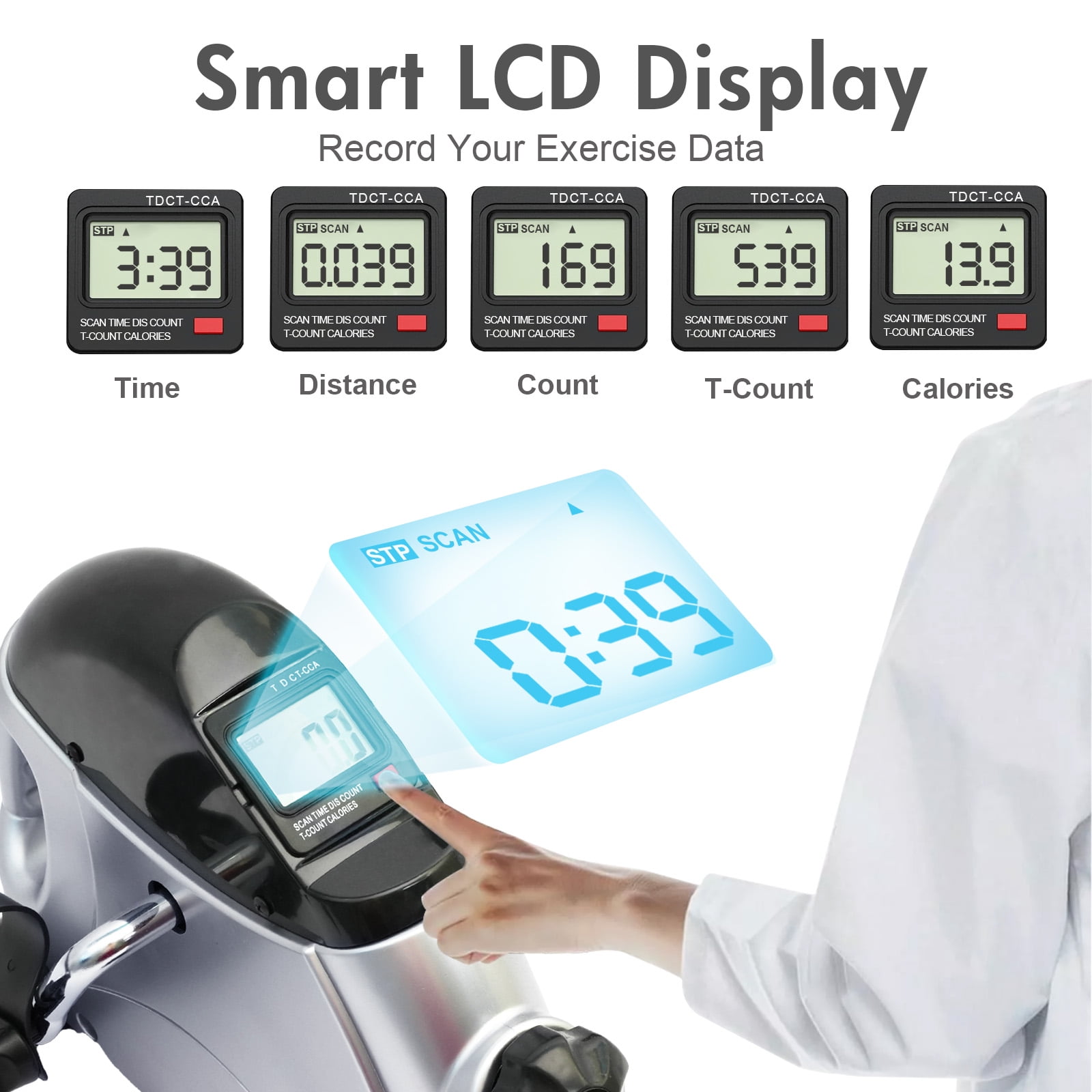 RICAN Under Desk Bike Pedal Exerciser, Mini Exercise Bike with Digital Display,  Portable Foot Cycle Arm & Leg Peddler Machine for Home