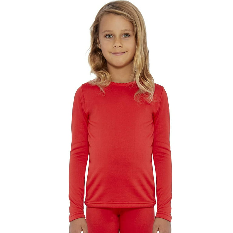 Rocky Kids Thermal Underwear Shirt for Girls Base Layer Long Johns, Red XL  