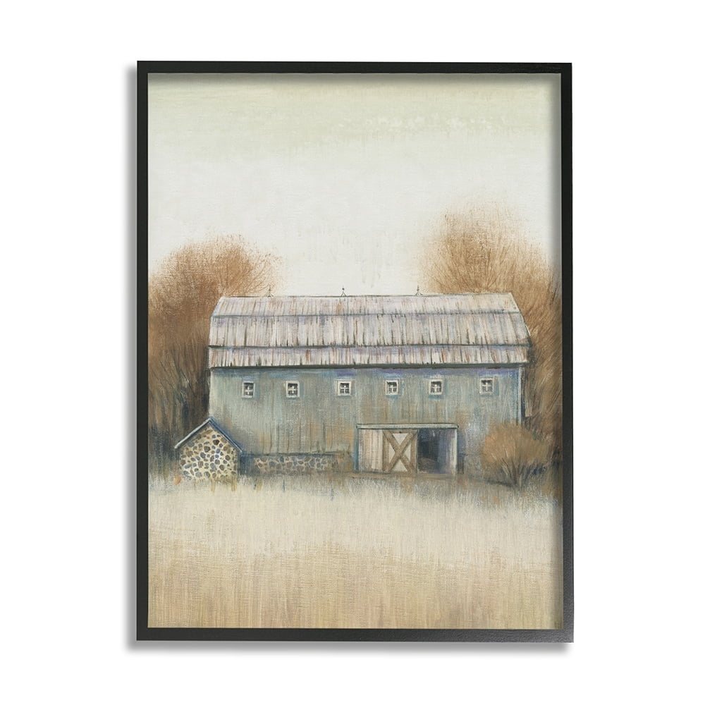 Stupell Industries Autumn Barn Doors Vintage Farm Landscape Black Framed by Tim O'Toole