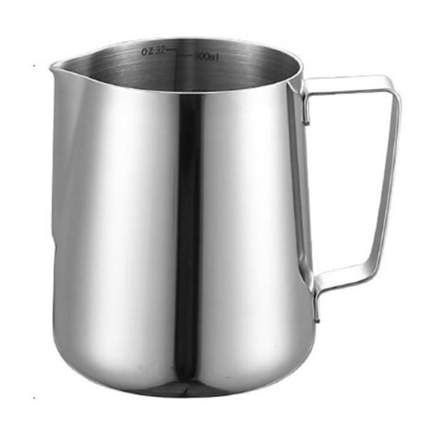 Billuyoard Jarra de espuma de leche inoxidable de 350ml/600ml/100ml, jarra de café Latte, taza a escala artesanal Barista Juegos de servir café y té escala 1000ml