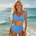 thumbnail image 3 of Women's High Waisted Bikini Set Two Piece Swimsuit Push Up Tie Back Tankini Swimwear for Beach Pool Summer, 3 of 4