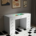 thumbnail image 3 of Fenchilin 51" Makeup Vanity Desk with Lights RGB 11 Drawers White, 3 of 7