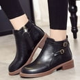thumbnail image 6 of CHICVOMEY Women's Ankle Boots Side Zip with Buckle Strap Chunky Low Heel Zipper Booties Slip On Casual Fashion Boots, 6 of 7