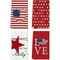 zeyuuu Stripe America Stars Love Patriotic 4th of July Kitchen Towels Dish Towels, 18x26 Inch Seasonal Summer Decoration Hand Towels Set of 4