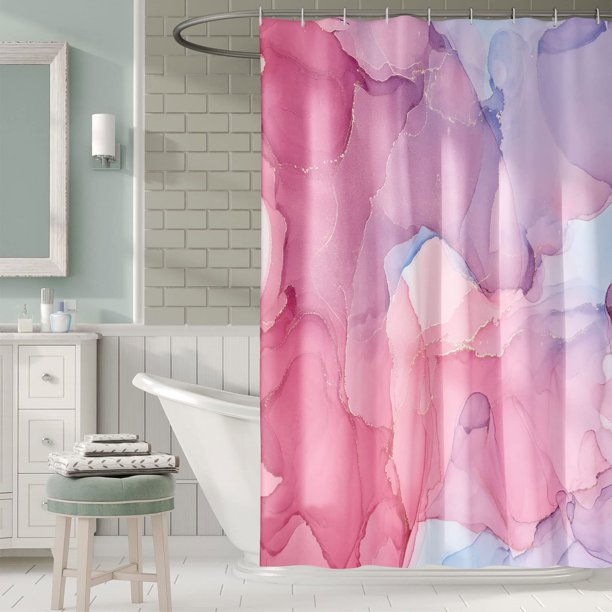 SPXUBZ Colourful Marble Shower Curtain, Watercolor Abstract Shower