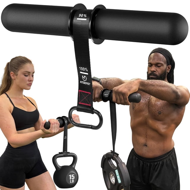 Rodillo de muñeca FitBeast para fortalecer y ejercitar antebrazos, negro