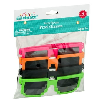 Way to Celebrate Pixel Glasses 4 Per Pack -Fun Gifts, Party Favors, Party Toys, Goody Bags